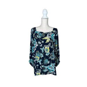 Navy Blue Loft Outlet Floral Blouse Size XL